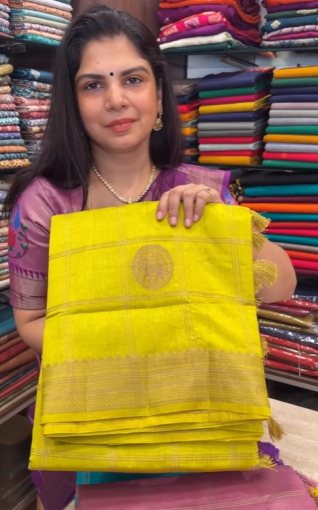 Vintage Kanchipuram Sarees(Lemon Yellow) | TTDS2933