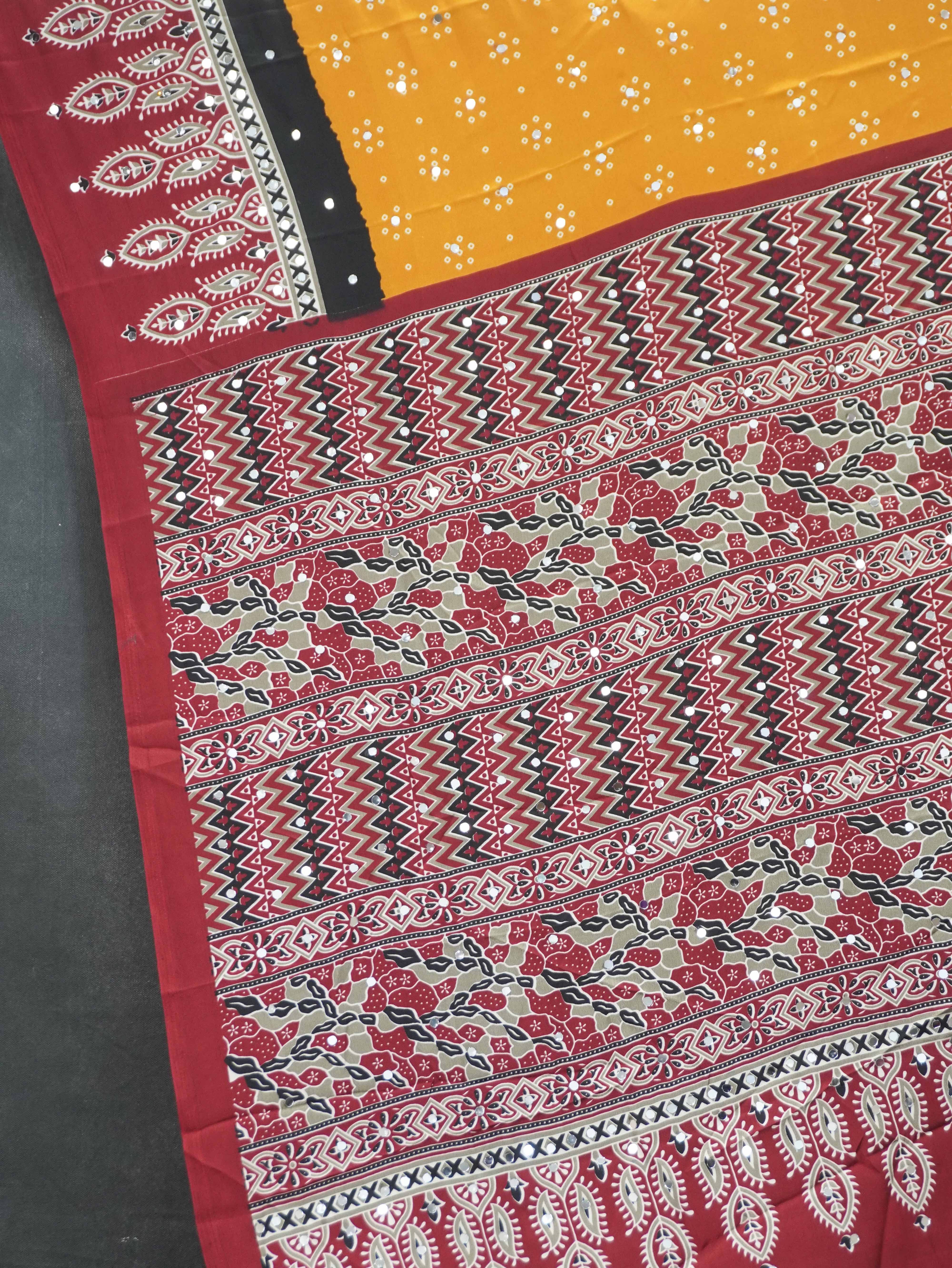 Ajrakh Printed Modal Silk Saree | TTDS3166
