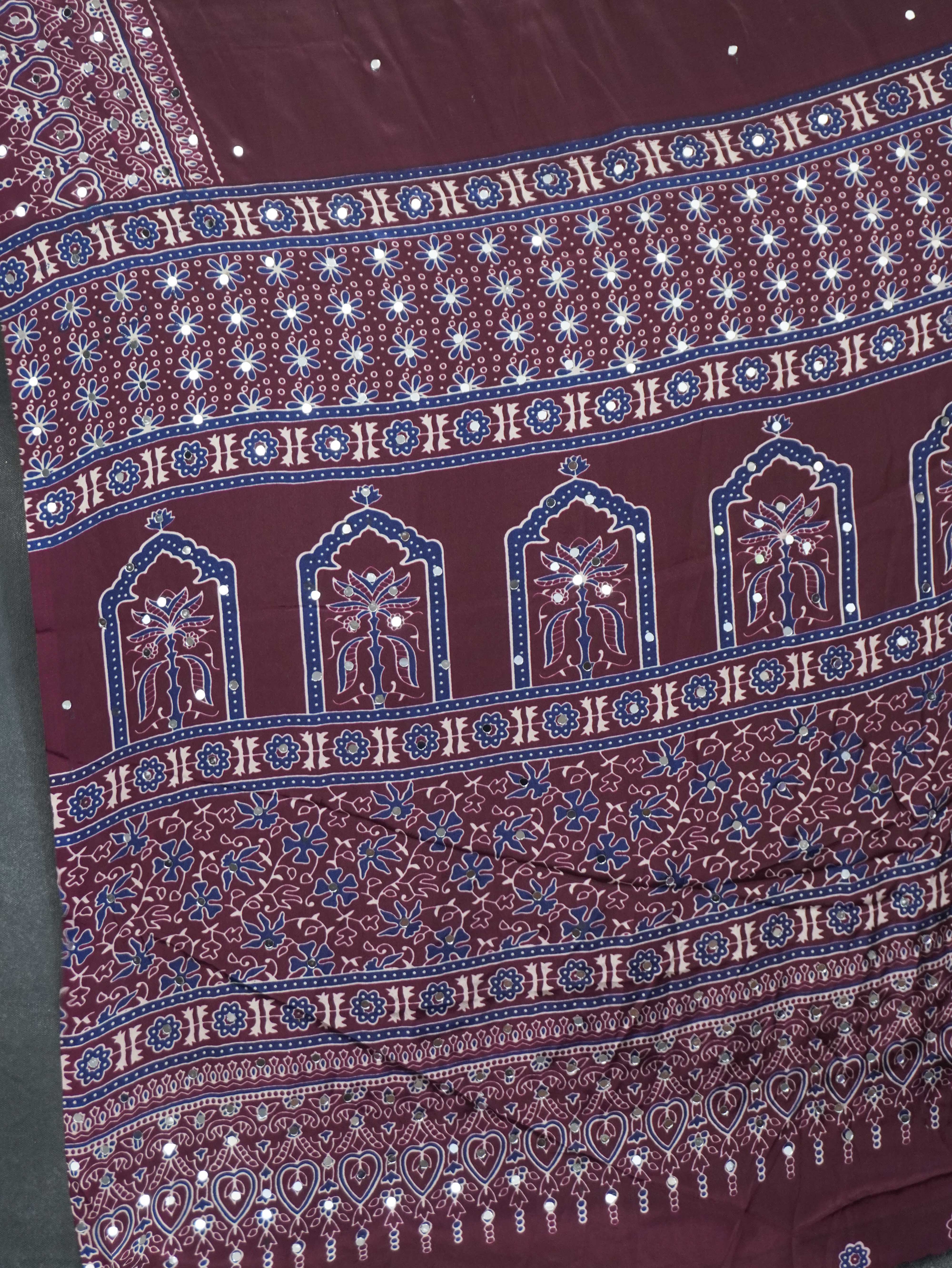 Ajrakh Printed Modal Silk Saree | TTDS3167