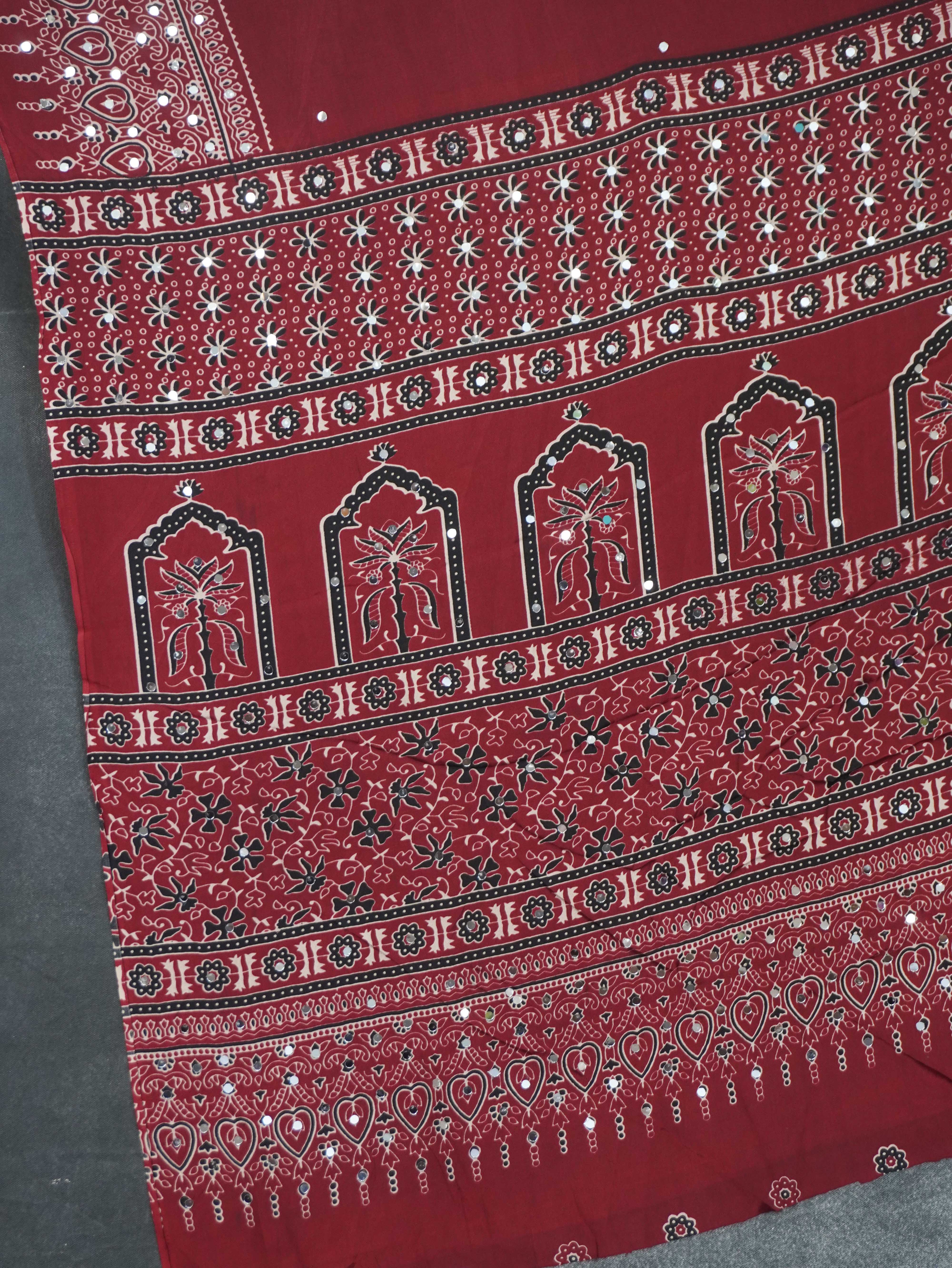 Ajrakh Printed Modal Silk Saree | TTDS3167