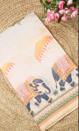 Varnika Printed Chanderi Cotton Saree | TTDS2098