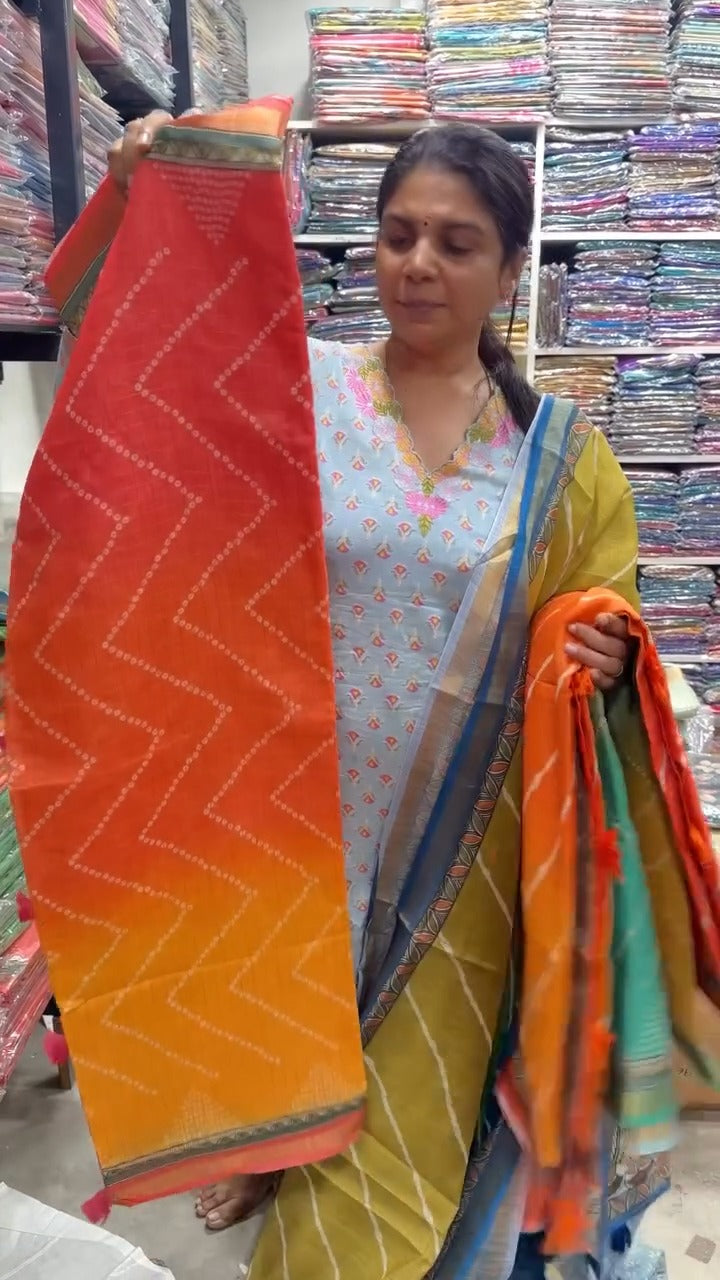 Chanderi Cotton Saree With Triple Shades 

Product Code -  TTDS2504...