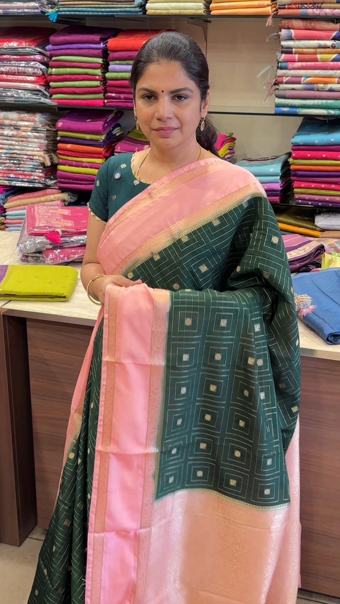 Elegant Semi Mysore Silk Saree with a lustrous finish and beautiful...