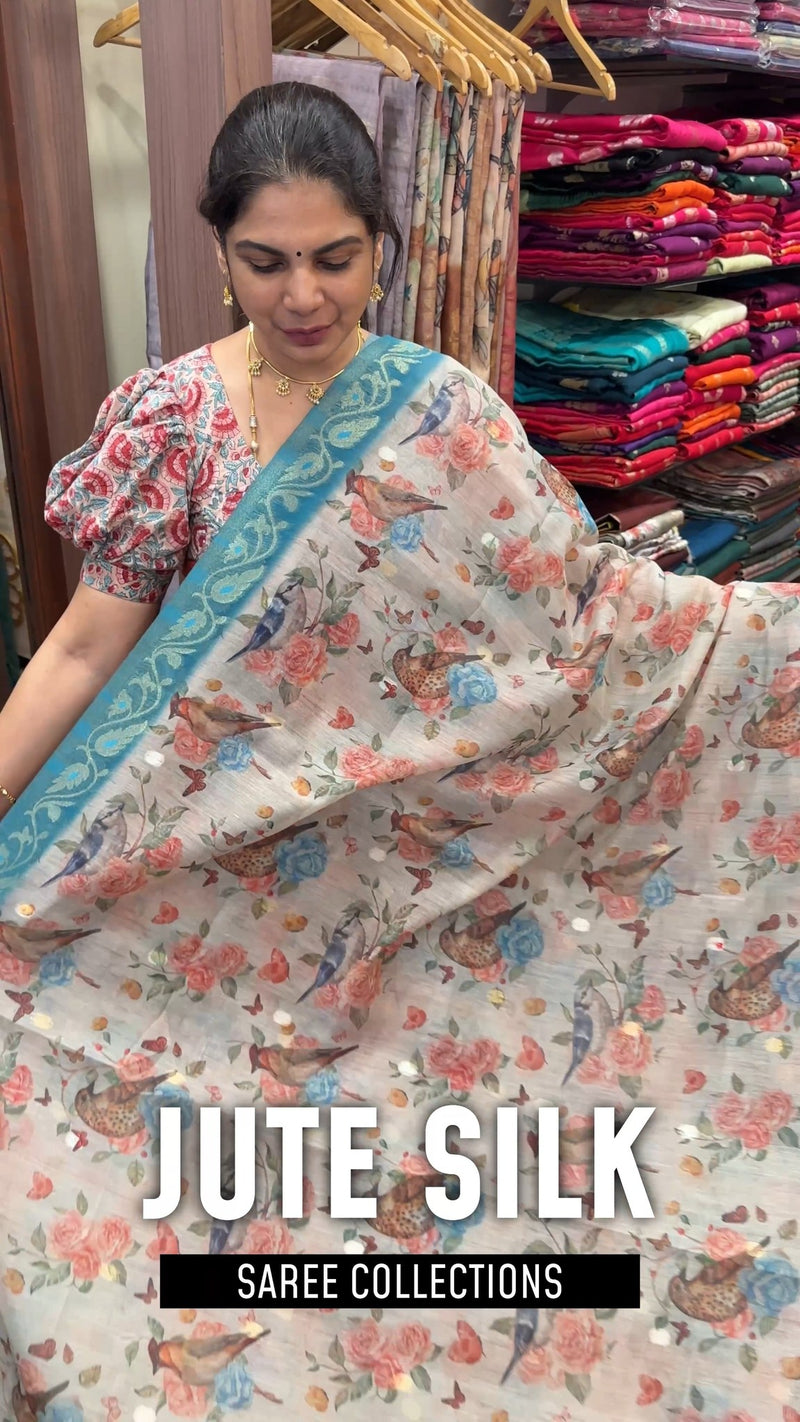 🌸 Soft Jute Silk Sarees 🌸

Soft jute silk with vibrant prints, pe...