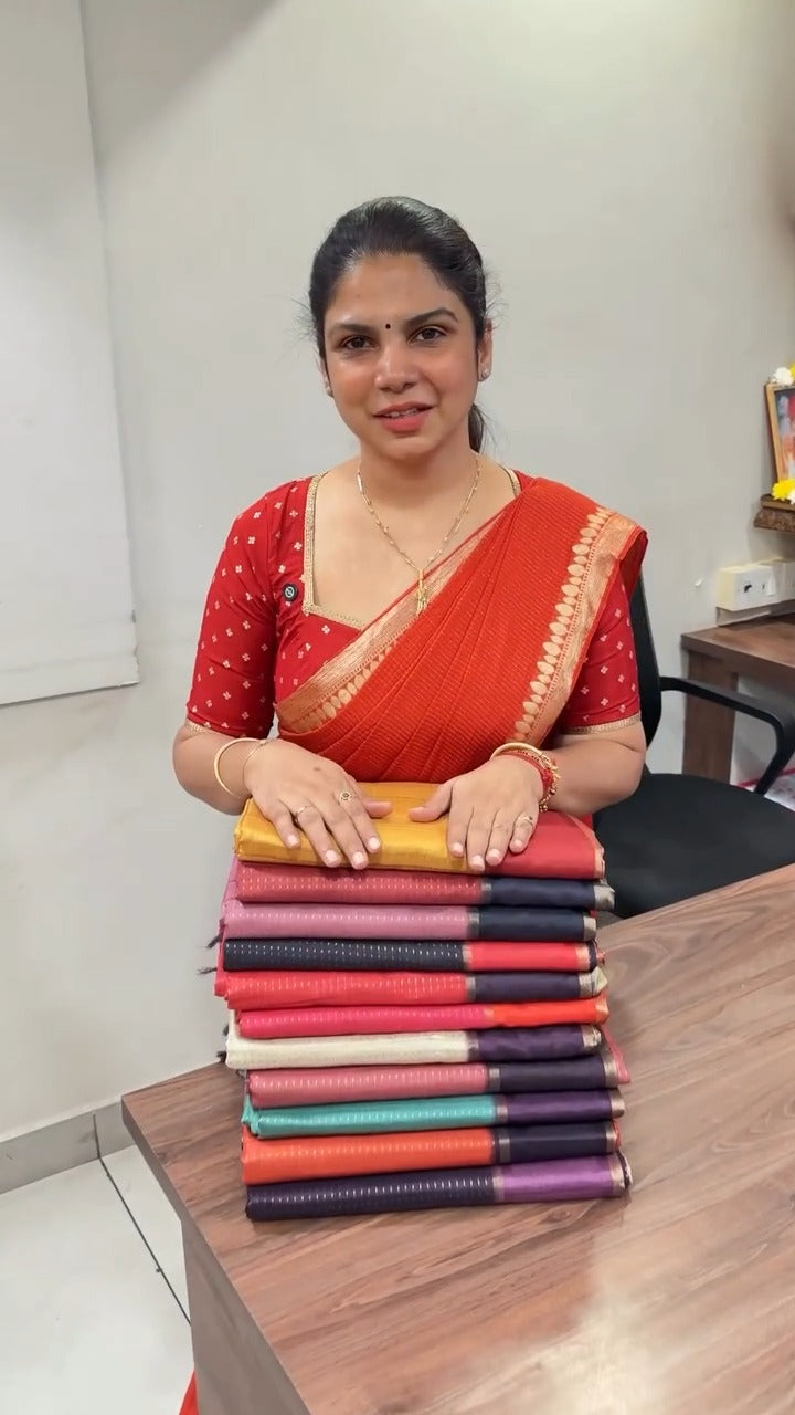 Handloom Matka Saree with Contrast Border

Textured handloom matka ...