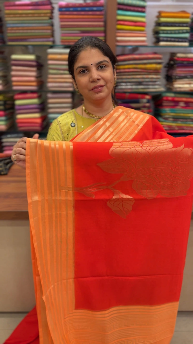 Chanderi silk saree

A beautifully woven Chanderi silk saree with a...