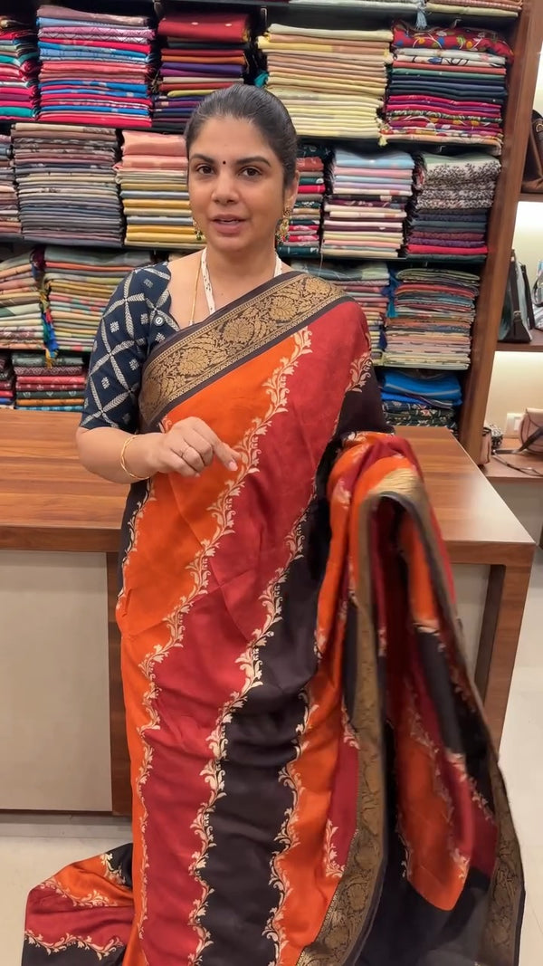 Timeless waves of tradition 🌊

This Georgette Leheriya Saree blend...