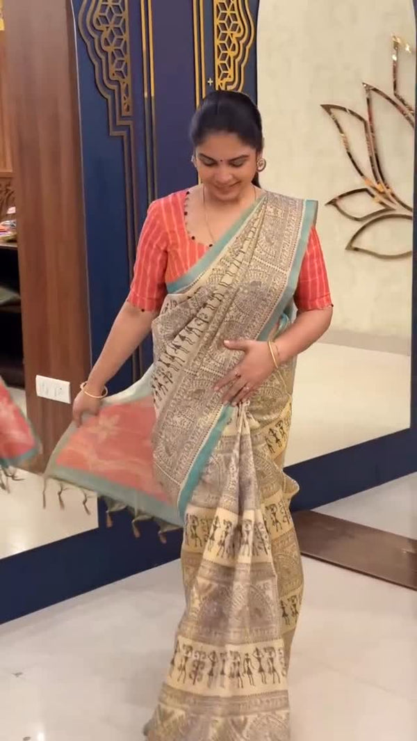 Printed Paper Tussar Saree 

Product Code -  TTDS2786 

#sareesofin...