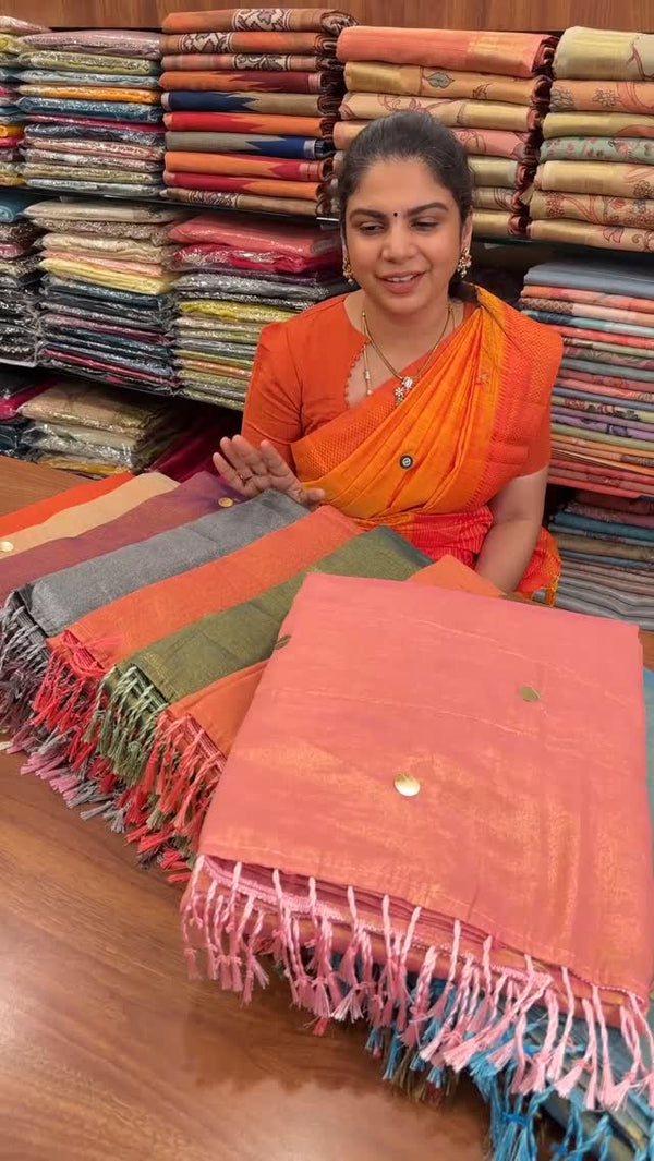 Khadi Cotton Saree With Tissue Finish | TTDS3055 

#saree #sareelov...