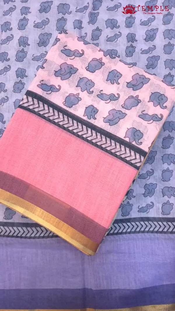Linen Cotton Saree With Elephant Motifs | TTDS2811 

#saree #sareel...