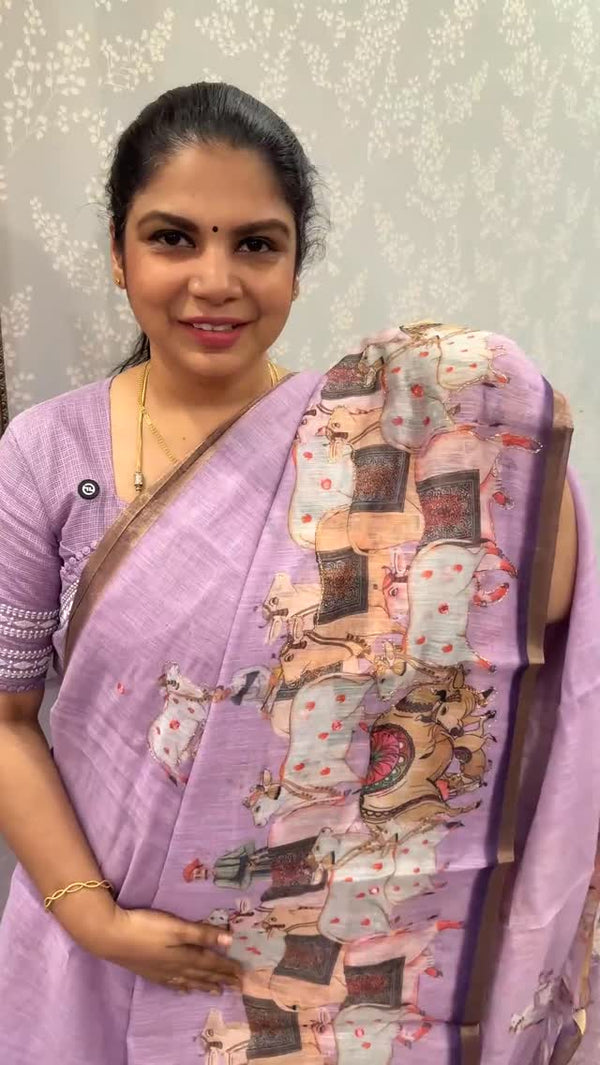 Fabric - Linen Cotton Saree

Blouse - Running Blouse

Length - 5mtr...