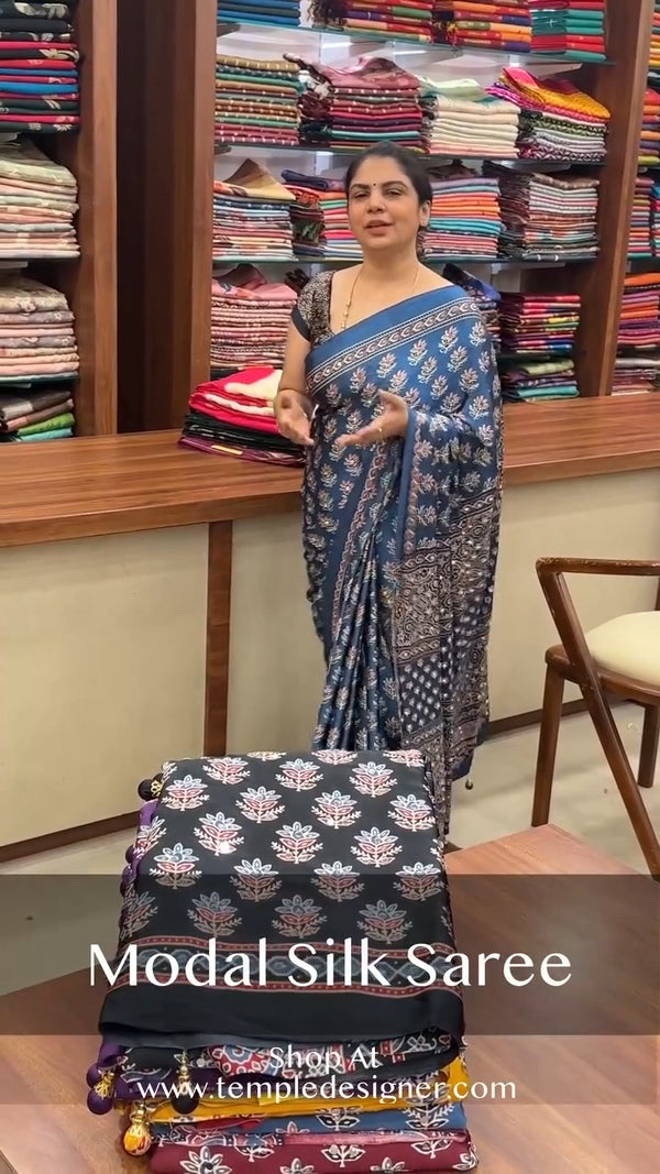 Saree Code - TTDS3105

Saree Name - Ajrakh Printed Modal Silk Saree...