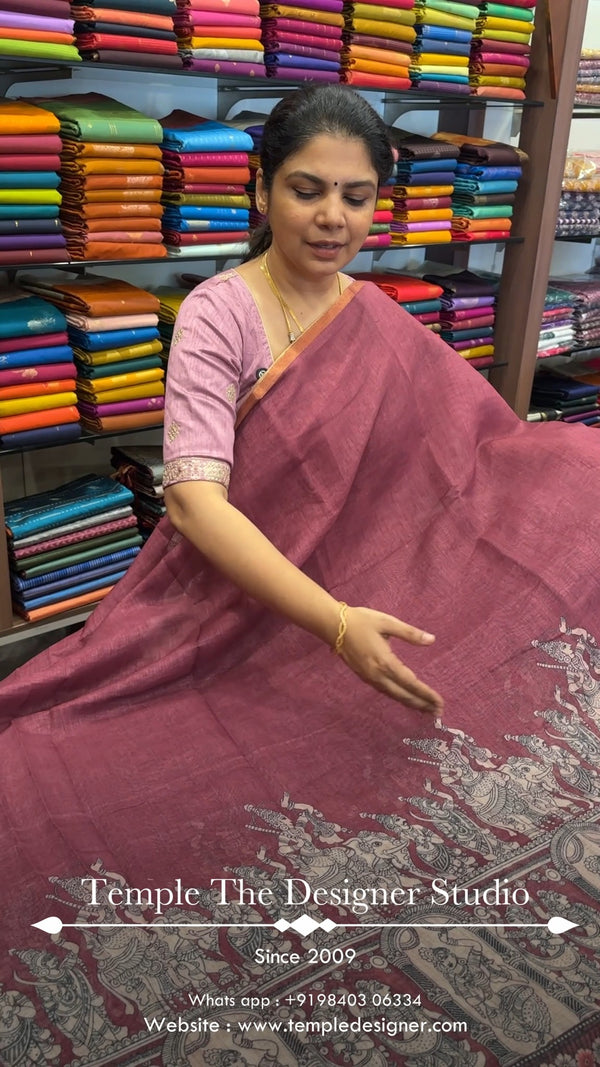 Saree Code -  TTDS3163

Saree Name - Linen Cotton Saree 

Blouse - ...