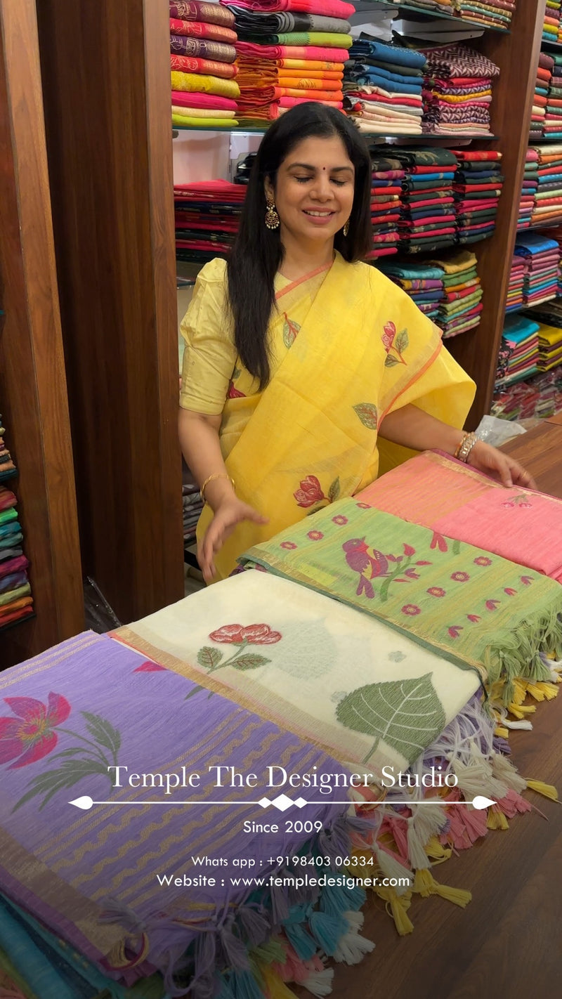 Saree Name - Linen Cotton Saree

Blouse - Self Colour Blouse

Lengt...