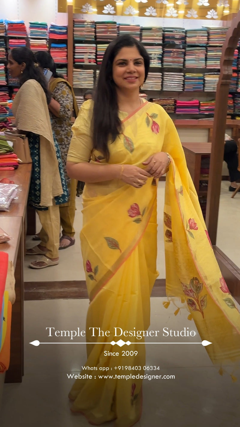 Saree Name - Linen Cotton Saree

Blouse - Self Colour Blouse

Lengt...