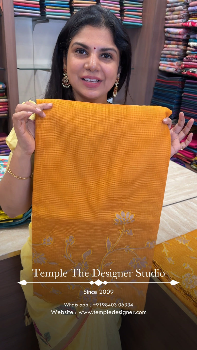 Saree Name - Kota Saree With Applique Work

Blouse - Zari Woven Blo...