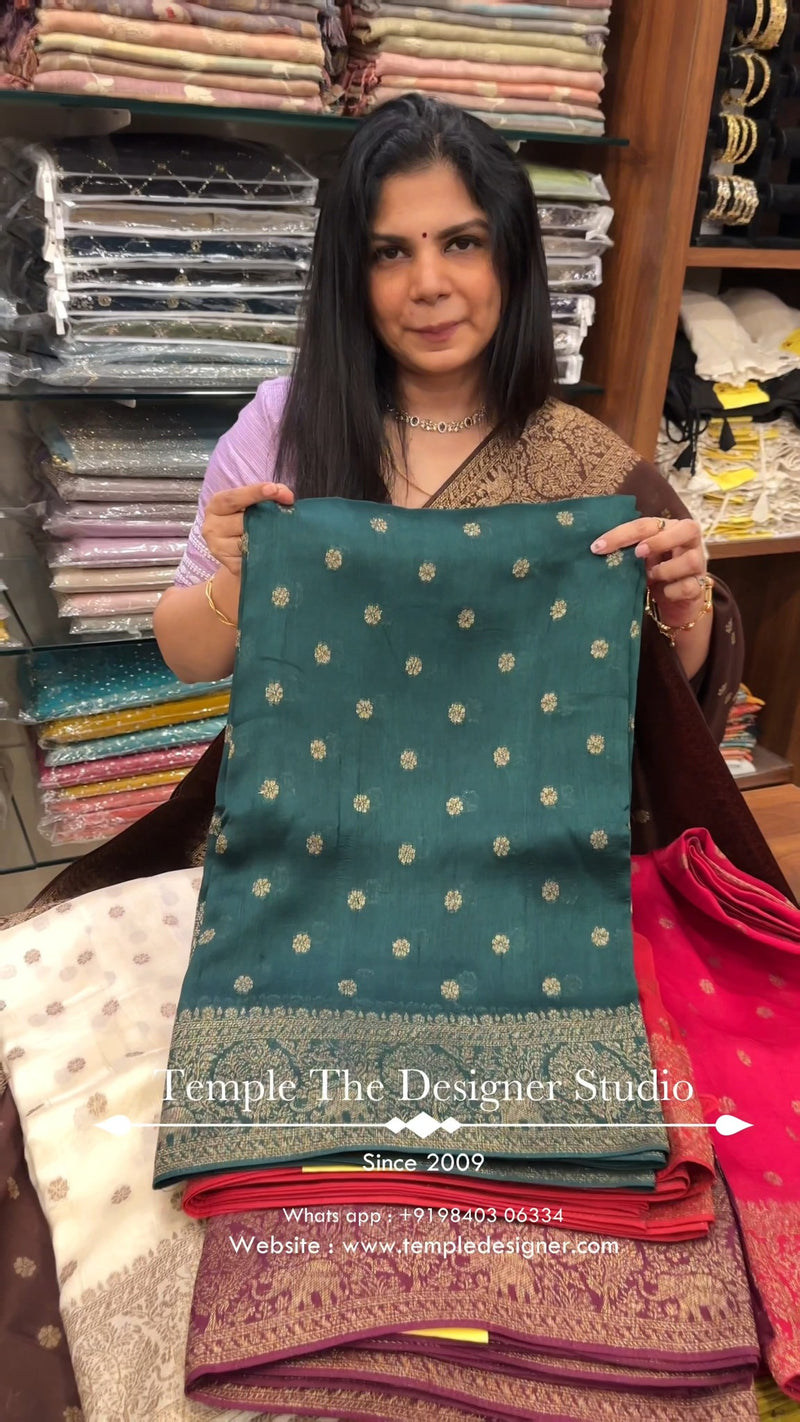 Saree Name - Raw silk

Blouse - Self Colour Blouse

Length - 5mtrs ...