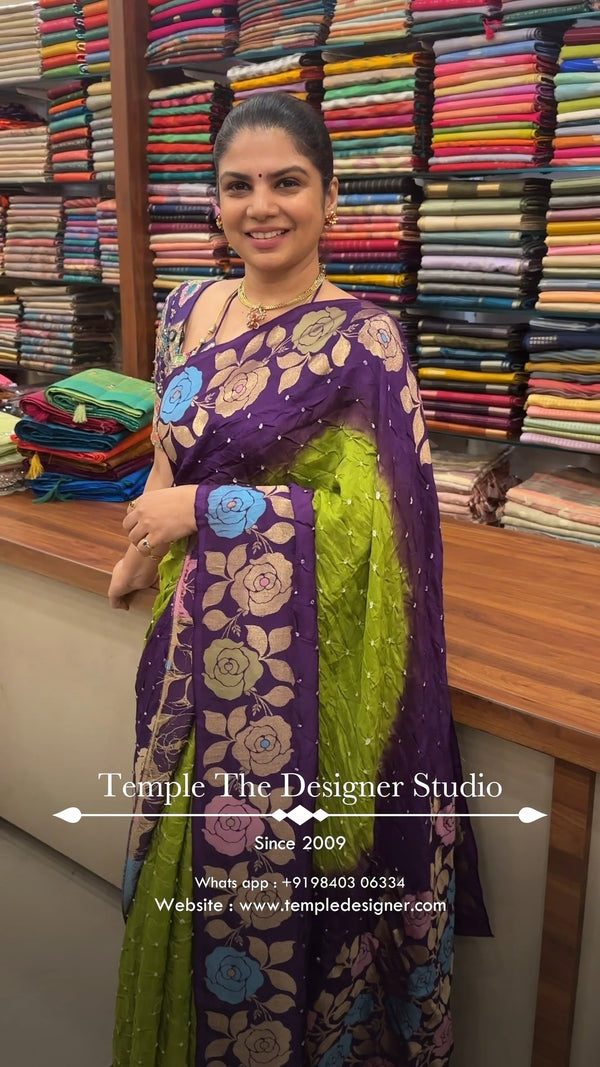 Saree Name - Bandhini Design Saree

Blouse - Contrast Blouse

Lengt...