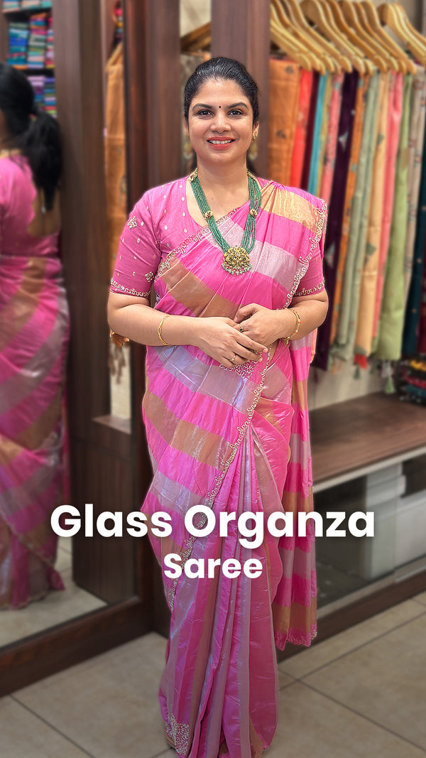 Saree Name - Glass Organza Saree

Blouse - Self Colour Blouse

Leng...