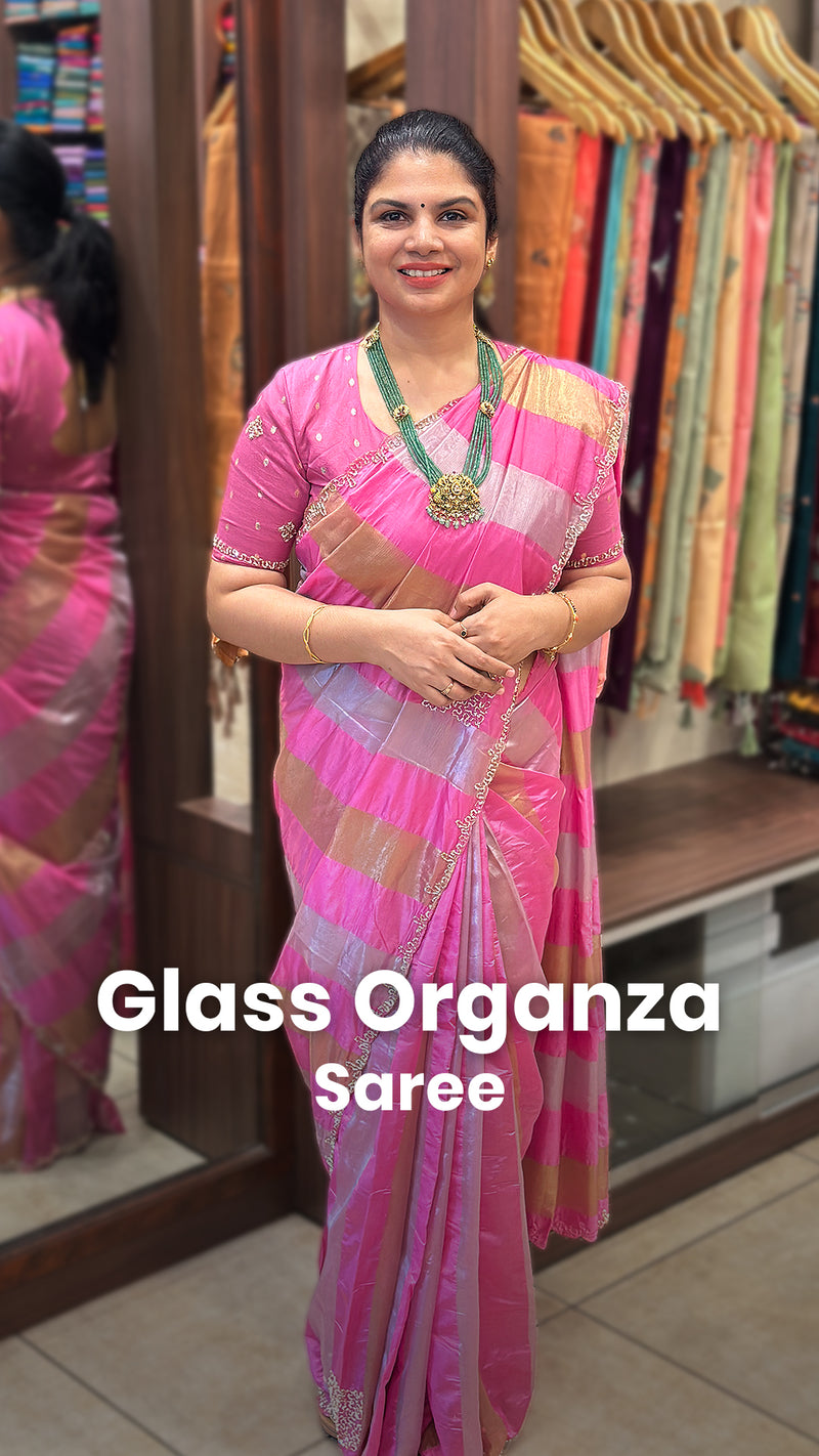 Saree Name - Glass Organza Saree

Blouse - Self Colour Blouse

Leng...