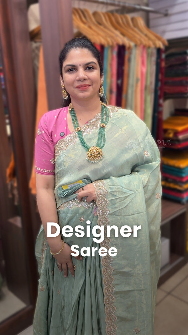 Saree Name - Designer Saree

Blouse - Self colour

Length - 5mtrs t...