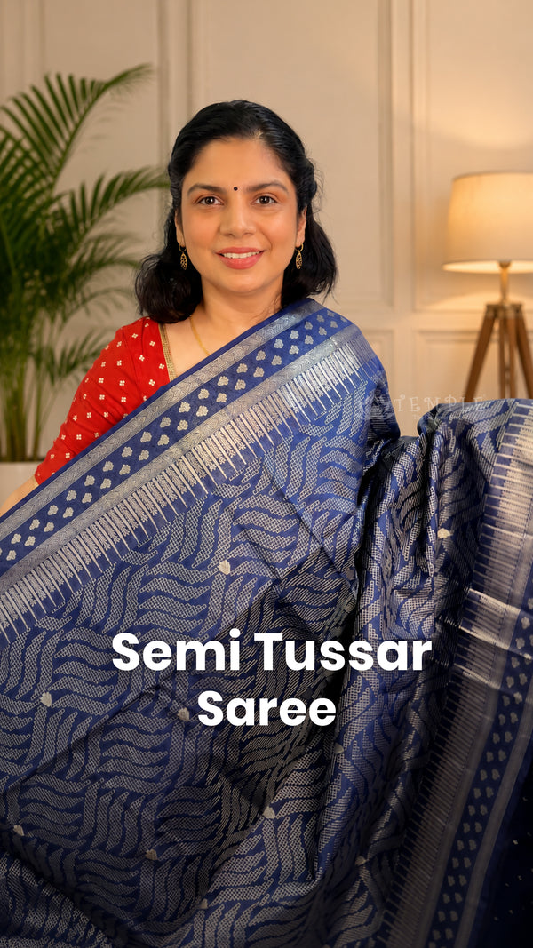 Saree Name - Semi Tussar Saree

Blouse - Self colour Blouse

Length...