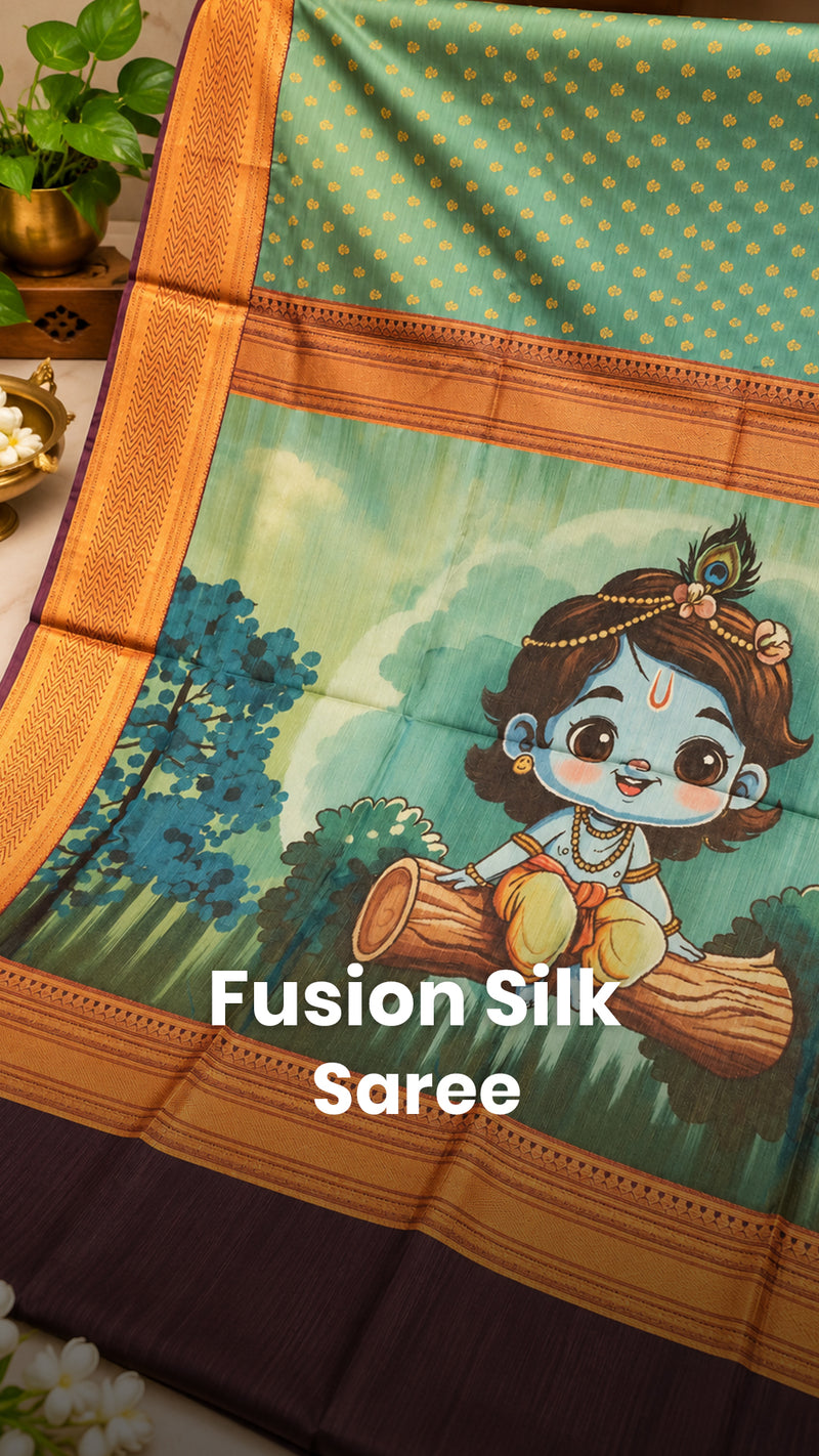 Saree Name - Fusion Silk Saree

Blouse - Contrast Blouse

Length - ...