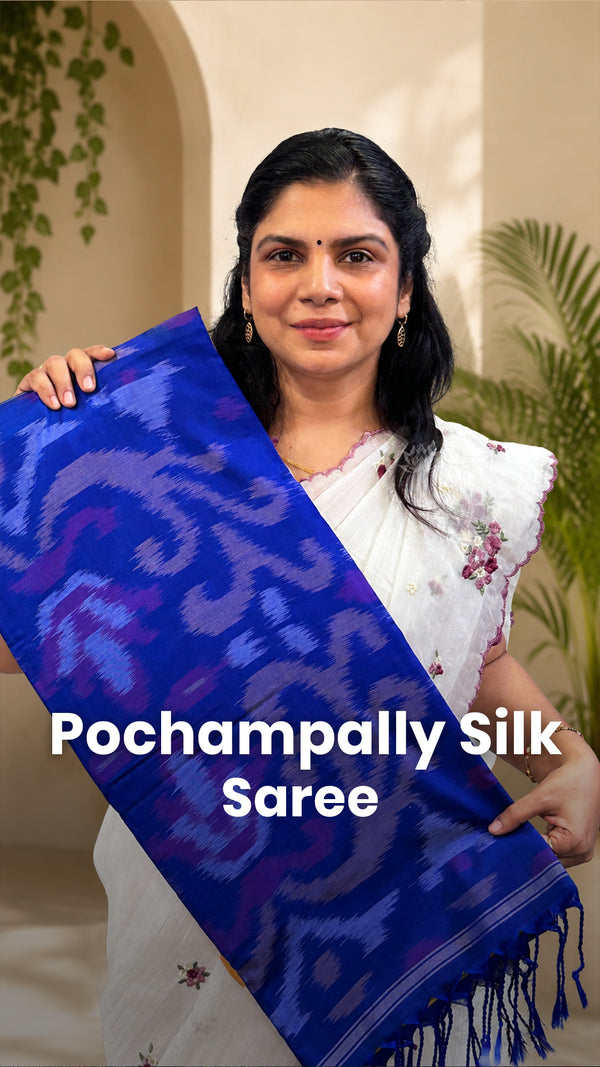 Saree Name - Pochampally Semi Silk Saree 

Blouse - Contrast Blouse...