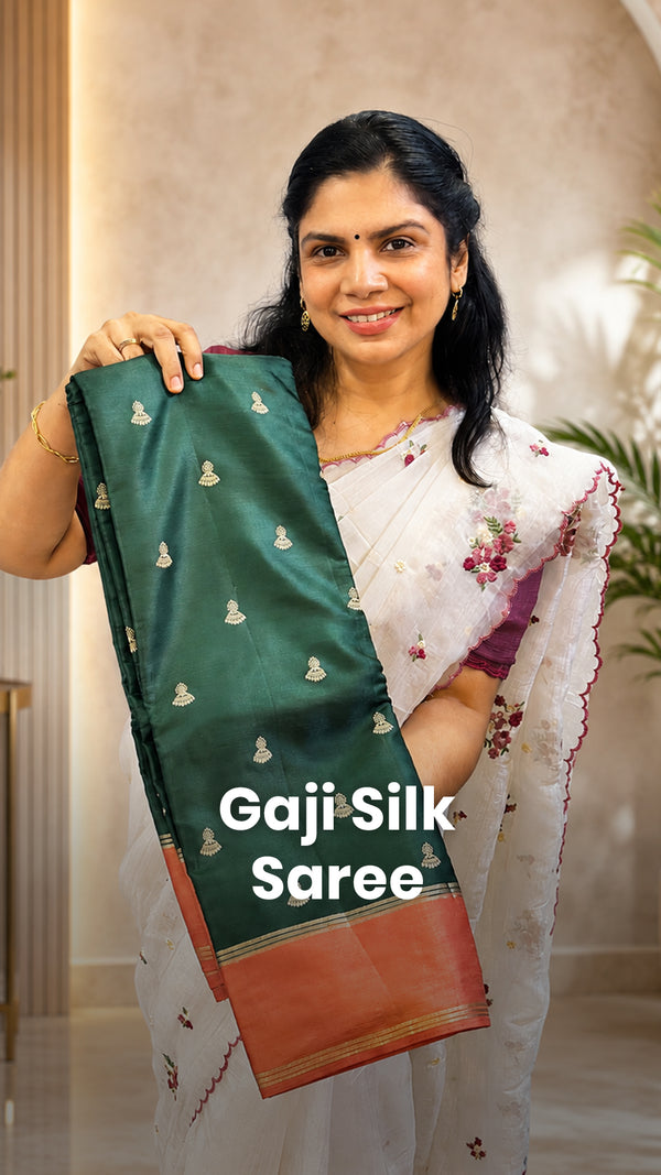 Saree Code - TTDS3450

Saree Name - Gaji Silk Saree

Blouse - Contr...