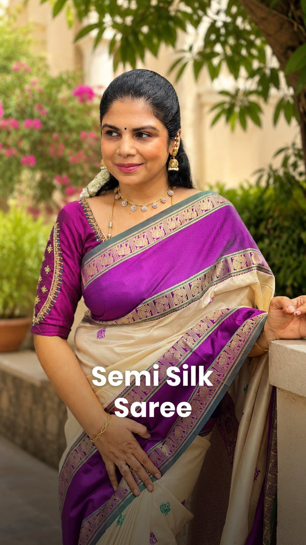 Saree Code - TTDS3253

Saree Name - Semi Kanchi Silk Saree

Blouse ...
