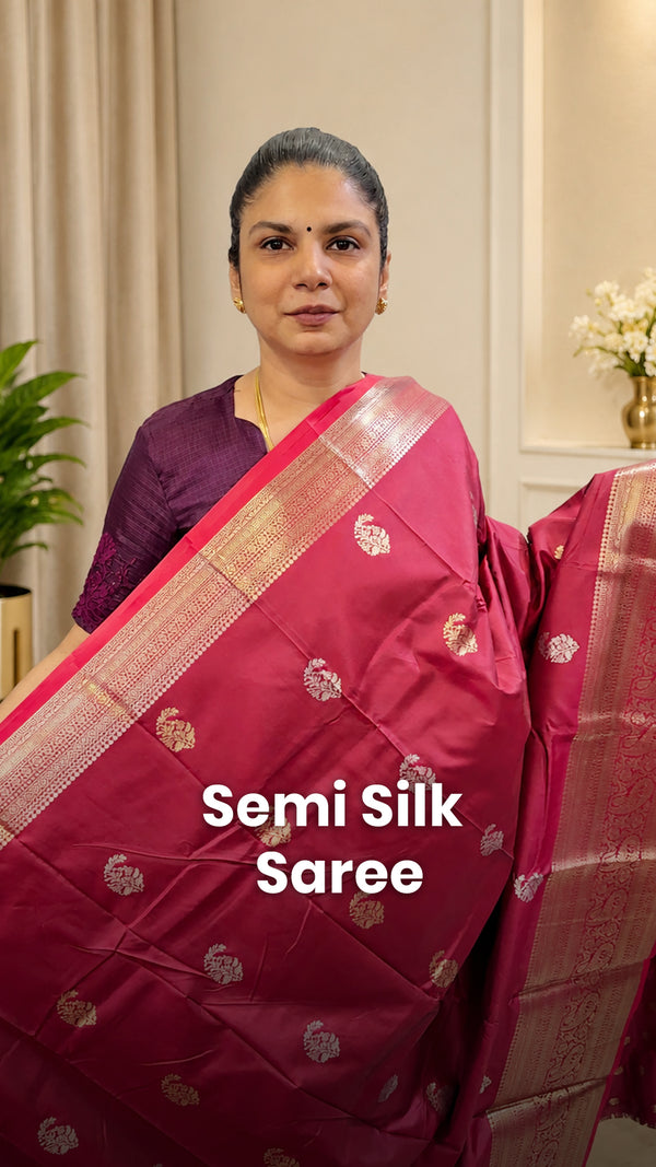 Saree Name - Semi Silk Saree

Blouse - Self Colour Blouse

Length -...