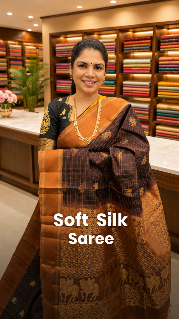 Saree Name - Soft Silk Saree

Blouse -Contrast Blouse

Length - 5mt...