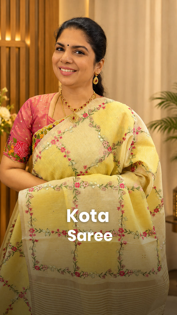 Saree Name - Kota Saree

Blouse - Running Blouse

Length - 5mtrs to...