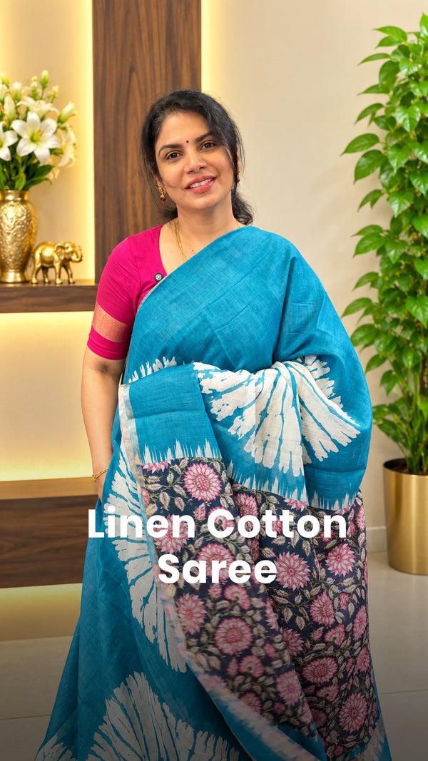 Saree Code - TTDS3501

Saree Name - Linen Cotton Saree

Blouse -Pri...