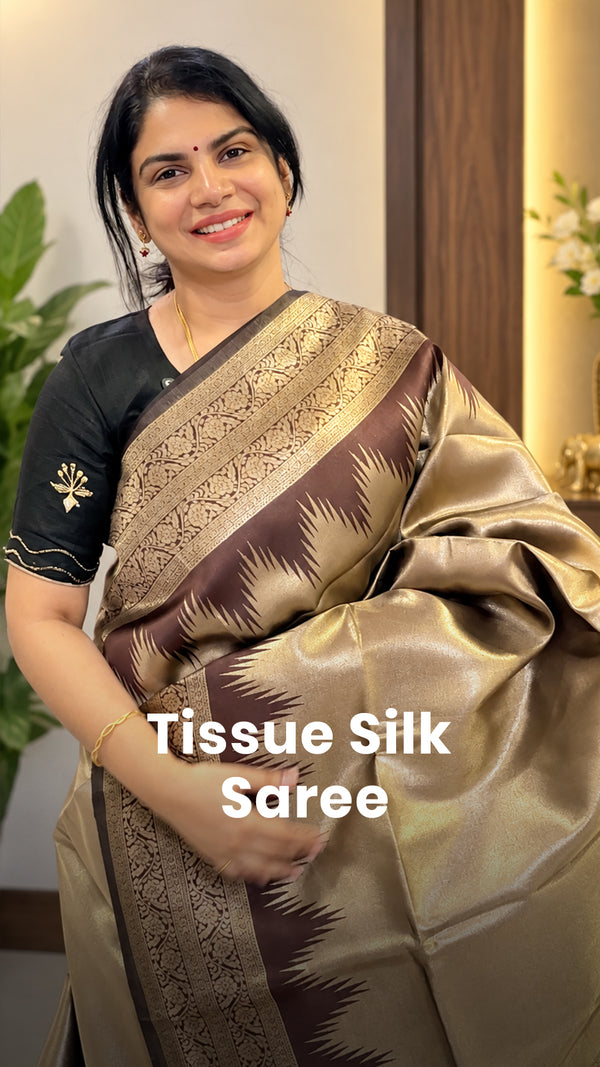 Saree Name - Tissue Silk Saree

Blouse - Contrast Blouse

Length - ...