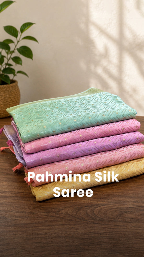 Saree Name - Pashmina Silk Saree

Blouse - Self Color  Blouse

Leng...