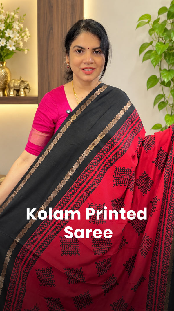 Saree Name - Kolam Printed Saree

Blouse - Contrast Blouse

Length ...