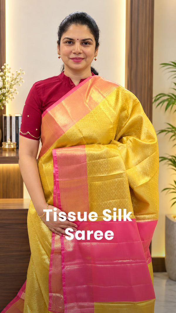 Saree Code - TTDS3506

Saree Name - Tissue Silk Saree

Blouse - Con...