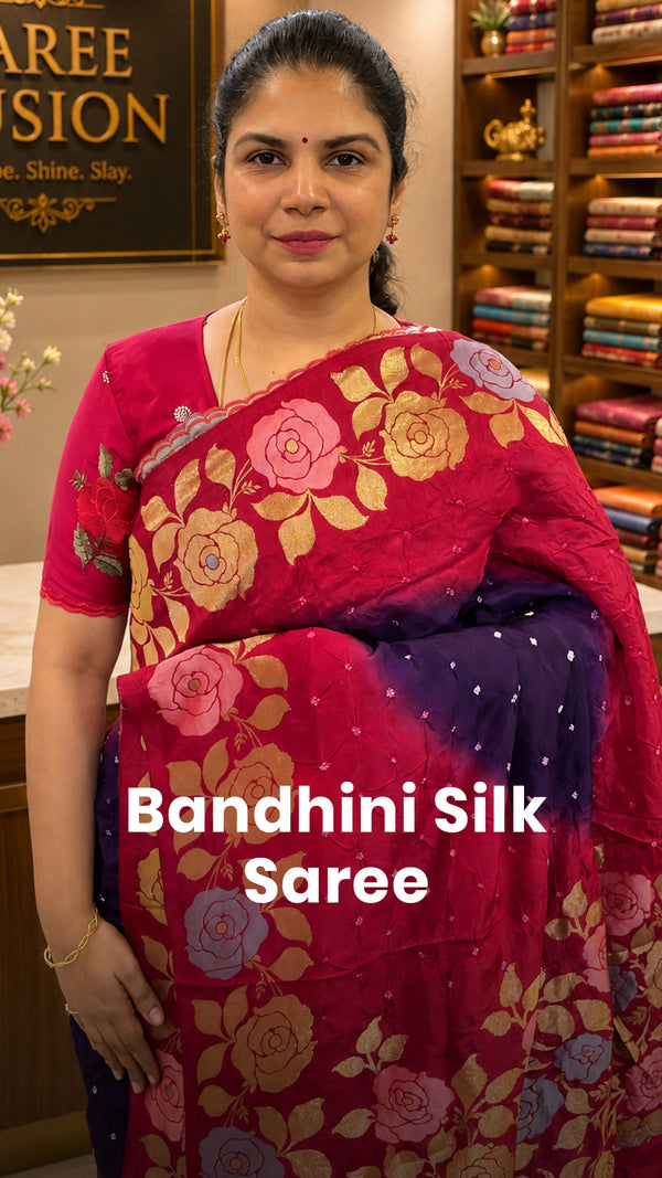 Saree Name - Bandhini Silk Saree

Blouse - Contrast Blouse

Length ...