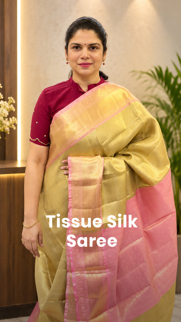 Saree Code - TTDS3506

Saree Name - Tissue Silk Saree

Blouse - Con...