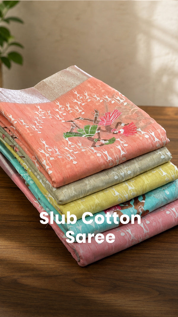 Saree Name - Slub Cotton Saree

Blouse - Brocade Blouse

Length - 5...