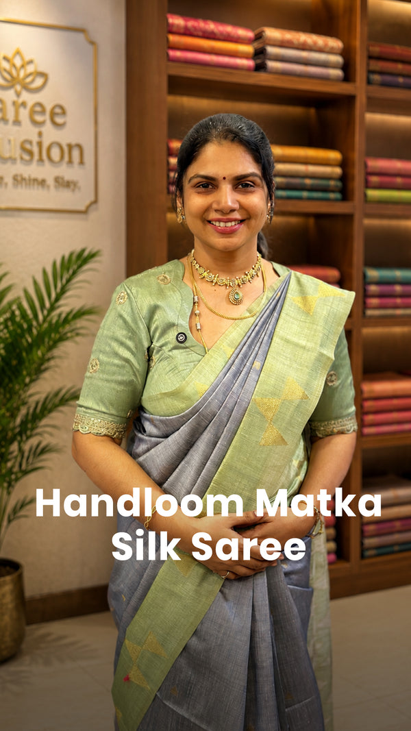 Saree Name - Handloom Matka Silk Saree

Blouse - Contrast Blouse

L...