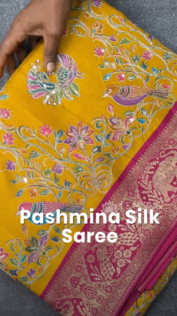Saree Name - Pashmina Silk Saree

Blouse - Contrast Blouse

Length ...