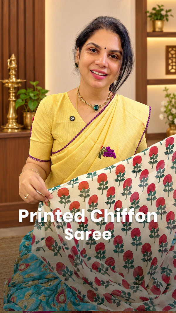 Saree Code - TTDS3579

Saree Name - Printed Chiffon Saree

Price - ...