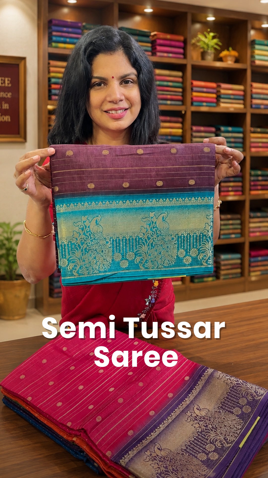 Saree Name - Semi Tussar Saree

Blouse - Contrast Blouse

Length - ...