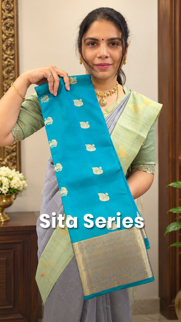 Saree Name - Sita Series( Pure Silk Saree)

Blouse - Contrast Blous...