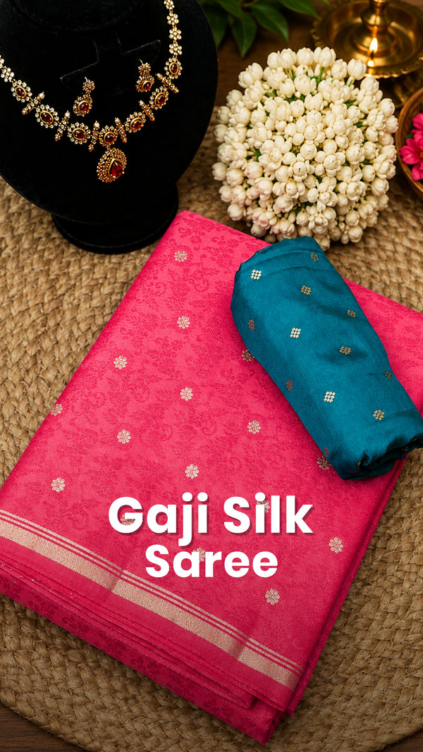 Saree Code - TTDS3480

Saree Name - Gaji Silk Saree

Blouse - Contr...