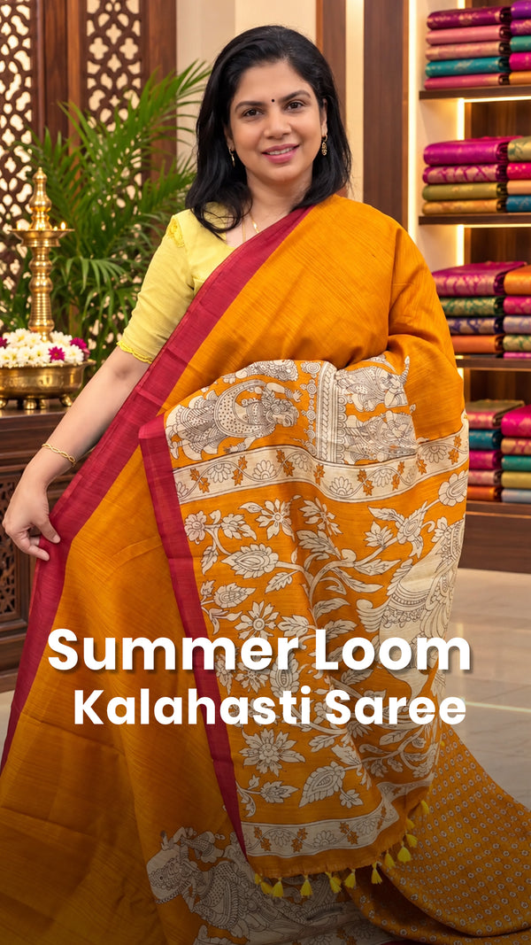 Saree Code - TTDS3413

Saree Name -Summer loom Kalahasti Saree

Blo...