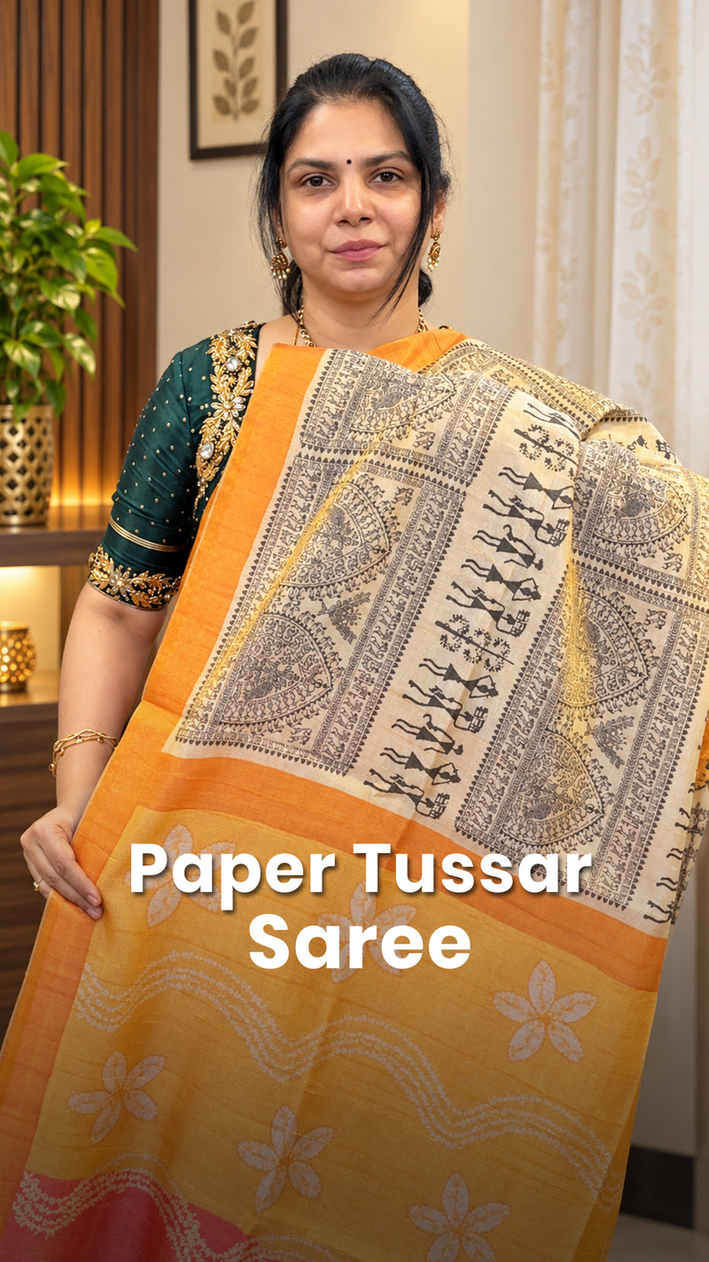Saree Code - TTDS2786

Saree Name - Printed Paper Tussar Saree

Blo...