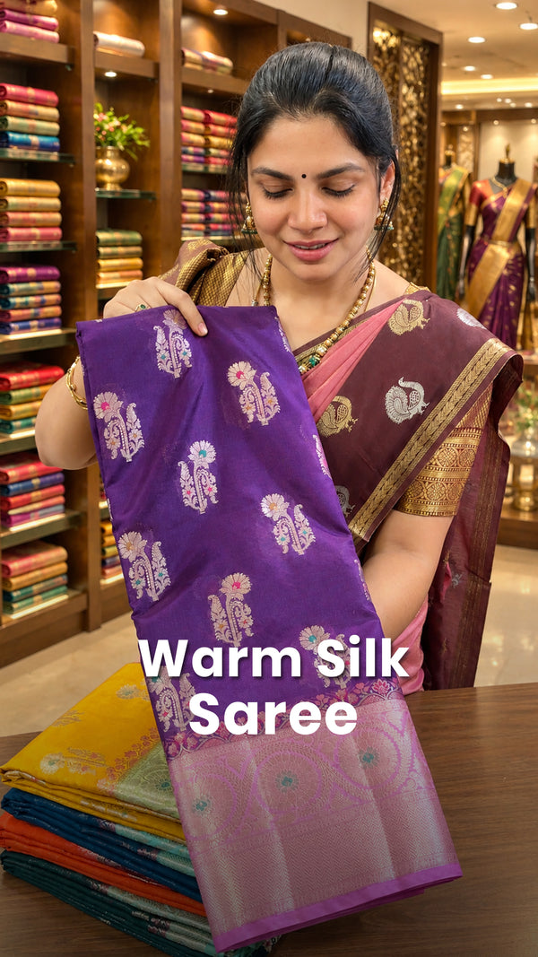 Saree Name - Warm Silk Saree

Blouse - Contrast Blouse

Price @ Rs....